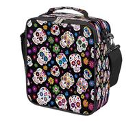 Mexpekil Colorful Mexican Sugar Skull Kids Lunch Bag Boys Girls, Square Thermal Insulated Lunch Box, Reusable Cooler Tote for School Picnic Travel