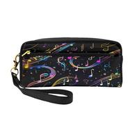Mexpekil Colorful Music Note Pencil Case Musical Notes Travel Makeup Pouch Pen Bag Holder Purse Leather Cosmetic Makeup Brush Bag Stationery Box for Kids Girls Boy School Office Supplies