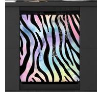 Mexpekil Colorful Neon Animal Zebra Print Dishwasher Magnet Cover 23x26 in, Decorative Waterproof Dishwasher Magnetic Cover Sticker for Kitchen Appliances
