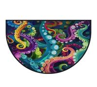 Mexpekil Colorful Octopus Tentacle Half Moon Door Mat Indoor Outdoor Non Slip Area Rug Washable Half Circle Floor Mat Absorbent Dirt Trapper Half Round Rugs 100x160cm