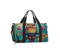Mexpekil Colorful Owl Heart Tree Branch Gym Bag with Shoe Compartment Waterproof Duffel Bag Large Overnight Weekend Bags Travel Holdall for Women Men Teens