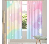 Mexpekil Colorful Pastel Rainbow Texture Voile Curtains 78 Drop Pair, Semi Sheer Curtains for Living Room Bedroom Home Kitchen, 55 inches Wide, 2 Panels
