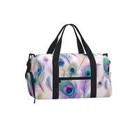 Mexpekil Colorful Peacock Feathers Gym Bag with Shoe Compartment Waterproof Duffel Bag Large Overnight Weekend Bags Travel Holdall for Women Men Teens