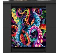 Mexpekil Colorful Sea Octopus Pattern Dishwasher Magnet Cover 21x26 in, Decorative Waterproof Dishwasher Magnetic Cover Sticker for Kitchen Appliances