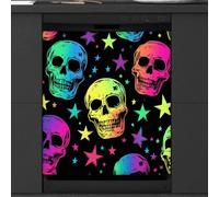 Mexpekil Colorful Skull Head Star Dishwasher Magnet Cover | Reusable Dish Washer Covers Decorative Dishwasher Front Panel Magnetic Cover Sticker for Kitchen Appliances 21x26inch