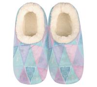 Mexpekil Colorful Triangles Women's & Men's Slippers with Fluffy Collar Winter Warm House Slippers Anti-Slip Indoor House Shoes Gifts for Mum Dad (Sizes UK 10-11)