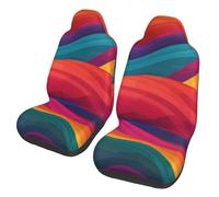 Mexpekil Colorful Waves 2PCS Car Seat Covers Universal Car Seat Protector Full Wrap Cars Interior Accessories for Men Women