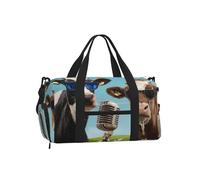 Mexpekil Cool Cows Sing Gym Bag with Shoe Compartment Waterproof Duffel Bag Large Overnight Weekend Bags Travel Holdall for Women Men Teens