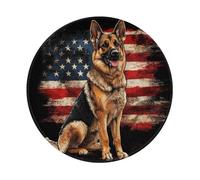 Mexpekil Cool German Shepherd Flag Mouse Pad with Non-Slip Rubber Base Gaming Mouse Mat Small Round Mousepad with Stitched Edg Desk Accessories for Working Gaming 8 Inch