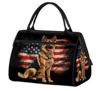 Mexpekil Cool German Shepherd Flag Travel Duffel Bag Waterproof Gym Bag Carry On Weekend Overnight Bags Large Hand Luggage Tote Bags for Women Men Kids