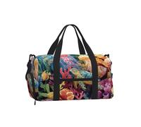 Mexpekil Coral Jellyfish Turtles Gym Bag with Shoe Compartment Waterproof Duffel Bag Large Overnight Weekend Bags Travel Holdall for Women Men Teens
