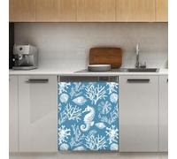 Mexpekil Coral Seahorses Dishwasher Magnet Cover 21x26Inch Decorative Dish Washer Sticker for Front Door Waterproof Kitchen Appliance Panel Magnetic Decal