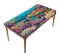 Mexpekil Coral Turtle Sea 5FT Rectangle Fitted Table Cover