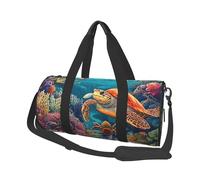Mexpekil Coral Turtle Sea Foldable Gym Bag Carry On Travel Duffle Bags Waterproof Woman Men Hand Luggage Bag Large Weekend Overnight Bags for Sports Dance with Removable Strap