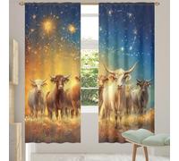 Mexpekil Cows Gold Galaxy Sheer Curtains for Living Room Bedroom Light Filtering Voile Curtain with Rod Pocket Privacy Window Treatments Set of 2 Panels 55''x84''
