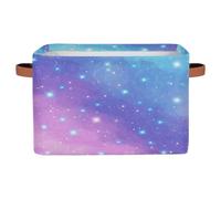 Mexpekil Cube Storage Box, Blue Pink Purple Galaxy Foldable Fabric Toy Basket, Rectangular Closet Organizers and Storage Bins for Bedroom, Living Room & Closet