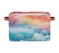 Mexpekil Cube Storage Box, Rainbow Cloud Foldable Fabric Toy Basket, Rectangular Closet Organizers and Storage Bins for Bedroom, Living Room & Closet