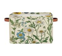 Mexpekil Cube Storage Box, Vintage Daisy Foldable Fabric Toy Basket, Rectangular Closet Organizers and Storage Bins for Bedroom, Living Room & Closet