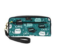 Mexpekil Cute Animal Cat Fish Pencil Case Travel Makeup Pouch Pen Bag Holder Purse Leather Cosmetic Makeup Brush Bag Stationery Box for Kids Girls Boy School Office Supplies