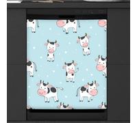 Mexpekil Cute Animal Cow Pattern Dishwasher Magnet Cover 23x26 in, Decorative Waterproof Dishwasher Magnetic Cover Sticker for Kitchen Appliances