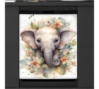 Mexpekil Cute Animal Elephant Dishwasher Magnet Cover 21x26 in, Decorative Waterproof Dishwasher Magnetic Cover Sticker for Kitchen Appliances