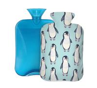 Mexpekil Cute Animal Penguin Pattern Hot Water Bottle with Cover, 2L PVC Hot Water Bag for Pain Relief, Feet, Back, Warmth