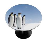 Mexpekil Cute Animal Penguin Print Round Fitted Tablecloth with Elastic Edge, Waterproof Table Cover for 45"-56" Tables, Wipeable Circle Table Cloth for Outdoor Picnic Kitchen Indoor Decor