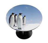 Mexpekil Cute Animal Penguin Print Round Fitted Tablecloth with Elastic Edge, Waterproof Table Cover for 36"-42" Tables, Wipeable Circle Table Cloth for Outdoor Picnic Kitchen Indoor Decor