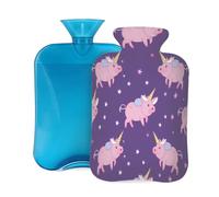 Mexpekil Cute Animal Pig Piggy Themed Hot Water Bottle with Cover, 2L PVC Hot Water Bag for Pain Relief, Feet, Back, Warmth
