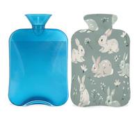 Mexpekil Cute Animal Rabbit Bunny Hot Water Bottle with Cover, 2L PVC Hot Water Bag for Pain Relief, Feet, Back, Warmth