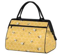 Mexpekil Cute Bee Travel Duffel Bag Waterproof Gym Bag Carry On Weekend Overnight Bags Large Hand Luggage Tote Bags for Women Men Kids
