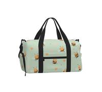 Mexpekil Cute Bees Hearts Gym Bag with Shoe Compartment Waterproof Duffel Bag Large Overnight Weekend Bags Travel Holdall for Women Men Teens