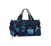 Mexpekil Cute Blue Whales Jellyfish Gym Bag with Shoe Compartment Waterproof Duffel Bag Large Overnight Weekend Bags Travel Holdall for Women Men Teens