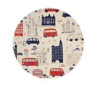 Mexpekil Cute Cars Buildings Mouse Pad with Non-Slip Rubber Base Gaming Mouse Mat Small Round Mousepad with Stitched Edg Desk Accessories for Working Gaming 8 Inch