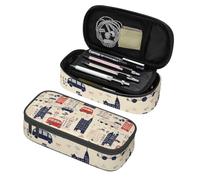 Mexpekil Cute Cars Buildings Pencil Case for Girls Boys with Compartments Large Pen Organizer Bag Zipper Multi-Use Pouch for School Supplies, Makeup Cosmetics, Kids, Adults