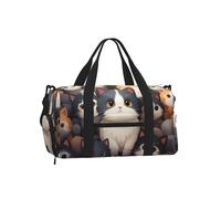 Mexpekil Cute Cartoon Cats Gym Bag with Shoe Compartment Waterproof Duffel Bag Large Overnight Weekend Bags Travel Holdall for Women Men Teens