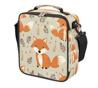 Mexpekil Cute Cartoon Fox Pattern Kids Lunch Bag Boys Girls, Square Thermal Insulated Lunch Box, Reusable Cooler Tote for School Picnic Travel