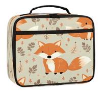 Mexpekil Cute Cartoon Fox Pattern Kids Lunch Bag, Insulated Lunch Box for Boys Girls, Leakproof Thermal Lunch Tote Cooler Bag for School Work