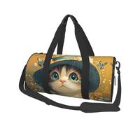 Mexpekil Cute Cat Butterfly Flowers Foldable Gym Bag Carry On Travel Duffle Bags Waterproof Woman Men Hand Luggage Bag Large Weekend Overnight Bags for Sports Dance with Removable Strap