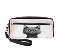 Mexpekil Cute Cat On A Rainy Day Pencil Case Travel Makeup Pouch Pen Bag Holder Purse Leather Cosmetic Makeup Brush Bag Stationery Box for Kids Girls Boy School Office Supplies