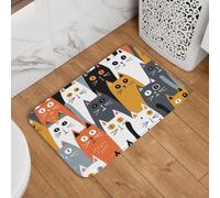 Mexpekil Cute Cats Face Door Mat 40 x 60cm Non Slip Doormat Washable Welcome Mat Rug Absorbent Kitchen Mat Floor Mat Home Decor for Indoor Outdoor
