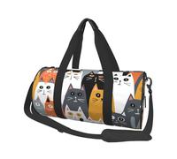 Mexpekil Cute Cats Face Foldable Gym Bag Carry On Travel Duffle Bags Waterproof Woman Men Hand Luggage Bag Large Weekend Overnight Bags for Sports Dance with Removable Strap