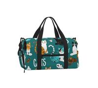 Mexpekil Cute Cats Fish Gym Bag with Shoe Compartment Waterproof Duffel Bag Large Overnight Weekend Bags Travel Holdall for Women Men Teens