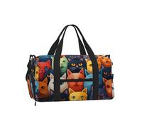 Mexpekil Cute Cats Gym Bag with Shoe Compartment Waterproof Duffel Bag Large Overnight Weekend Bags Travel Holdall for Women Men Teens
