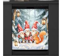 Mexpekil Cute Christmas Tree Xmas Gnomes Dishwasher Magnet Cover 23x26 in, Decorative Waterproof Dishwasher Magnetic Cover Sticker for Kitchen Appliances