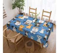 Mexpekil Cute Dogs Breeds Table Cloth 137x183cm Wipeable Tablecloth Waterproof Stain Resistant Table Protector Decoration Rectangular Table Cover for Indoor Outdoor
