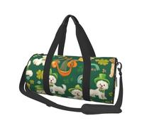 Mexpekil Cute Dogs Clovers Foldable Gym Bag Carry On Travel Duffle Bags Waterproof Woman Men Hand Luggage Bag Large Weekend Overnight Bags for Sports Dance with Removable Strap