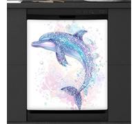 Mexpekil Cute Dolphin Dishwasher Magnet Cover 23x26Inch Decorative Dish Washer Sticker for Front Door Waterproof Kitchen Appliance Panel Magnetic Decal