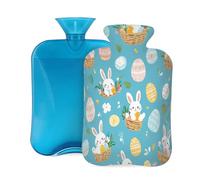 Mexpekil Cute Easter Eggs Bunny Hot Water Bottle with Cover, 2L PVC Hot Water Bag for Pain Relief, Feet, Back, Warmth
