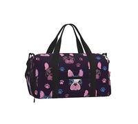 Mexpekil Cute French Bulldog Gym Bag with Shoe Compartment Waterproof Duffel Bag Large Overnight Weekend Bags Travel Holdall for Women Men Teens